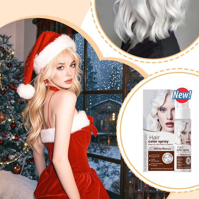 Silver Hair Dye – 30ml Temporary Color Spray, Ammonia-Free, Gentle & Easy-Rinse Formula for Dark Hair, Vibrant Silver Shade, Portable for Parties, Cosplay, Festivals (white) - Image 4